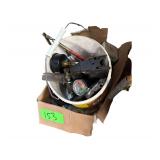 Bucket of Fluid Transfer Pump Parts, Box of Assorted Tools