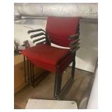 4 Red Cloth and Metal Chairs