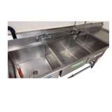 3 Bay Stainless Sink - 2 Faucets and Sprayer - Backsplash - 128” Total Length