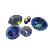 4 Varying Size Hazel Atlas Bowls - Pyrex Mixing Bowls and Pyrex Pie Dish