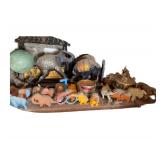 Huge Elephant Figurine Lot Includes all Elephants on Bookcase