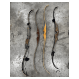 4 Vintage Bear and Ben Pearson Recurve Bows - With misc. Arrows - Bear Super Kodiak - Bear Hunter TD - Ben Pearson All American - Darton Super Flight
