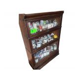 Antique Oak 3 Section Stacking Barrister Bookcase and Contents