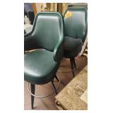 2 Green Upolstered Bar Stools