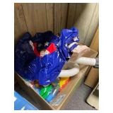 Box of Pool Supplies Hose and Blow up Toys