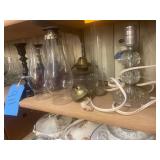2 Electric Lamps 3 Oil Lamp Glass Covers , 2 Candle Stick Holders