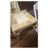 Metal Stone Top Side Table - 28 x 24 x 24