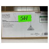 16” White/Chrome Pendant Lamp NIB - Sconce Style Birdhouse Light