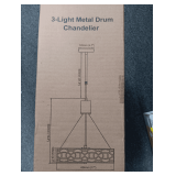 3-Light Metal Drum Chandelier ×2