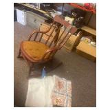 Vintage Childs Rocking Chair with 2 Table Cloths