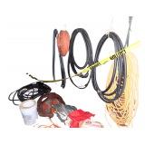 Various Sizes and Lengths of Air Lines Numerous Extension Cords Pick axes and Shovels