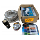 Box of Ultra Door Latches, Dry Erase Markers, Axe Body Spray and Washing Machine Supply Lines