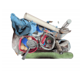 Painting Supplies, Various Size Rollers,  & Drop Cloth, Paint Brushes, etc Wide Paint Roller Tray , Very Nice Clear Top Bin