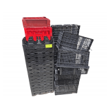 Pallet of Beverage Holders and Plastic Produce Crates