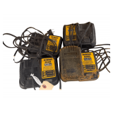4 DeWalt Battery Chargers & 1 Battery