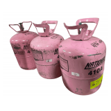 3 Partial Filled Bottles of 410A Refrigerant 8lb 14.4oz, 10lb 0.5oz, 8lb 11.8oz