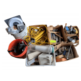 Boxes and Buckets of Assorted Wire and Contractor Tools and Supplies