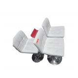 1 Red 3 White Leather Like Hydraulic Stools