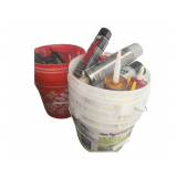 2 Buckets Various Spray Cans and Caulking