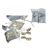 Ziplock Bag of Brass Screws & Small Hinges, 2 Bags of 1 1/2' Self-tapping Black Screws.