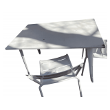 5 Metal Chairs with 3 Metal Tables of Various Sizes