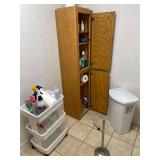 Contents in Bathroom Toilet Paper Holder,Cleaning Cart, and Cabinet with Contents