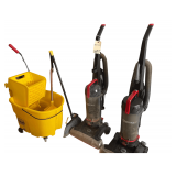 2 Bissell Power Force Turbo Pet Electric Vacum Cleaners, Rubber Maid Bucket and Mop