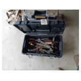 Husky Tool Box With Contents. Wrenches, Wire Brush, Scraper, Screwdrivers