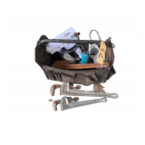 Tool Carrier and Contents - 2 Ridgid Pipe Wrenches - Leak Snuffer - Etc