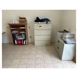 Wooden Shelf 49”H. X 36”W. X 12”D. - Steel File Cabinet 52.5”H. X 39.5”W. X 18.5”D. - Steel File Cabinet 27.5”H. X 36”W. X 18”D. - Contents Not Included