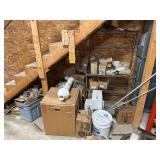 Contents Under Steps Includes PVC Pipe- Therma Trim Baseboard Accessories- Conduit- Fan Belts