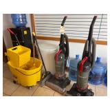 2 Bissell Power Force Turbo Pet Electric Vacum Cleaners, Rubber Maid Bucket and Mop