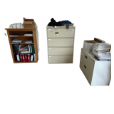 Wooden Shelf 49”H. X 36”W. X 12”D. - Steel File Cabinet 52.5”H. X 39.5”W. X 18.5”D. - Steel File Cabinet 27.5”H. X 36”W. X 18”D. - Contents Not Included