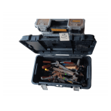 Husky Tool Box With Contents. Wrenches, Wire Brush, Scraper, Screwdrivers