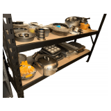 Contents Of Bottom Two Shelves Includes Bakeware Assortment- Pizza Pans - Egg Pan - Vintage Roaster - Roasting Pans