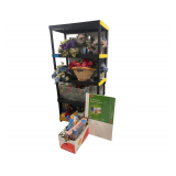 Plastic Shelf 36"c18"x73" Plus All Contents and a Box of Games