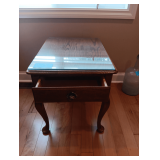 End Table Oak Hill Collection 1 Drawer Thick Glass Top Protector