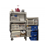 2 Plastic Shelfs 34"x14"x75" and 32"x13"x63" Plus All Contents