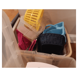 Tote With Lid. Laundry Basket. Stiff Cloth Baskets