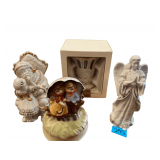 3 Pieces of Lenox 9" Talk Angle 6" Santa and a Music Box