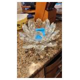 Water lilly Crystal Lotus Flower Candle Holder - 8 in W x 5 in H