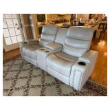 Leather Couch - 80in Wide - Power Reclining - Storage Box