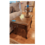 End Table Oak Hill Collection With Thick Glass Top