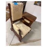 Vintage Rocking Chair- Wooden Side Table With Drawer 28”L. X20”W X22”H.
