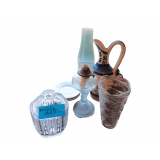 Oil Lamp. Set Of 4 Plates. Pitcher