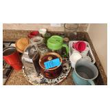 Bean Pot- Grater - Ramkins and various other Glassware