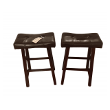 Set Of Leather Kitchen Stools