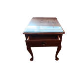 End Table Oak Hill Collection 1 Drawer Thick Glass Top Protector