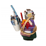 2 Containers of Wrapping Paper 5 Seat Cushions 3 Totes of Decor