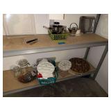 Contents On Two Shelves Includes Glassware- Electric Pizza Pan - Deviled Egg Carrier- Electric Chopper